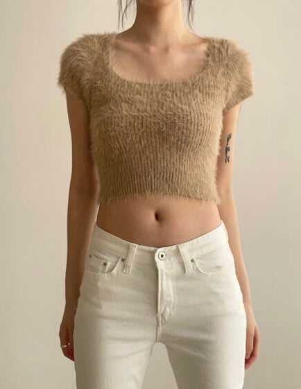 MILK FUR KNIT TOP