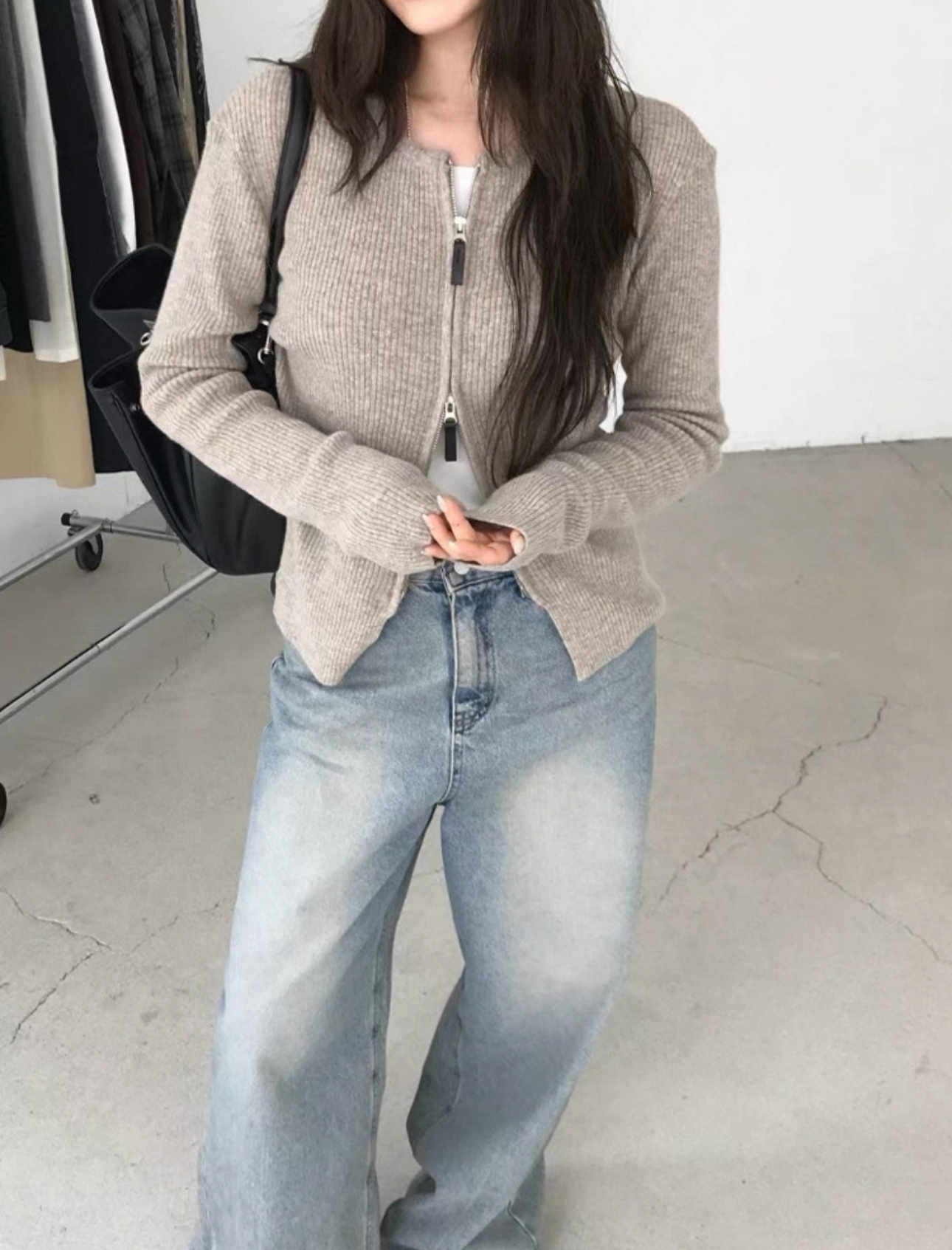 CASHMERE ZIP CARDIGAN