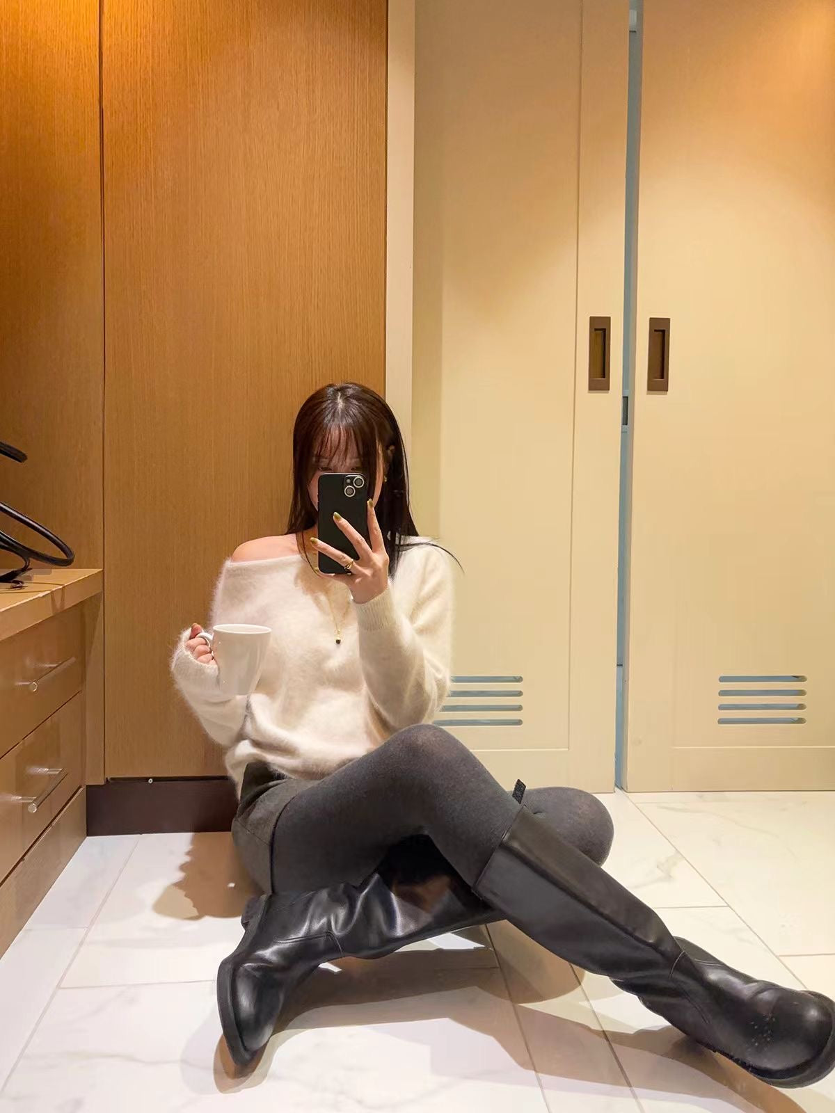 One-Shoulder Wool Knit Sweater