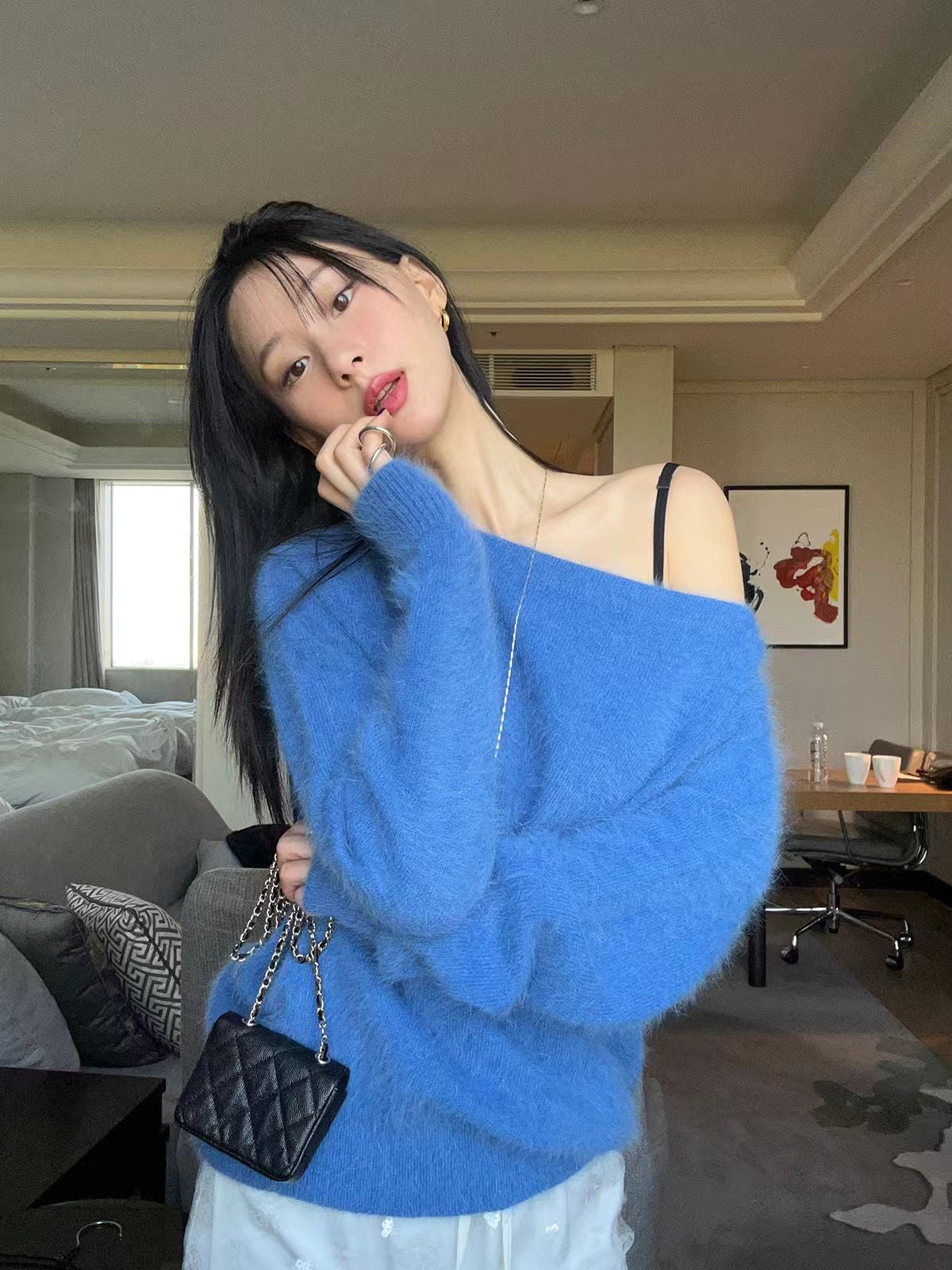 One-Shoulder Wool Knit Sweater