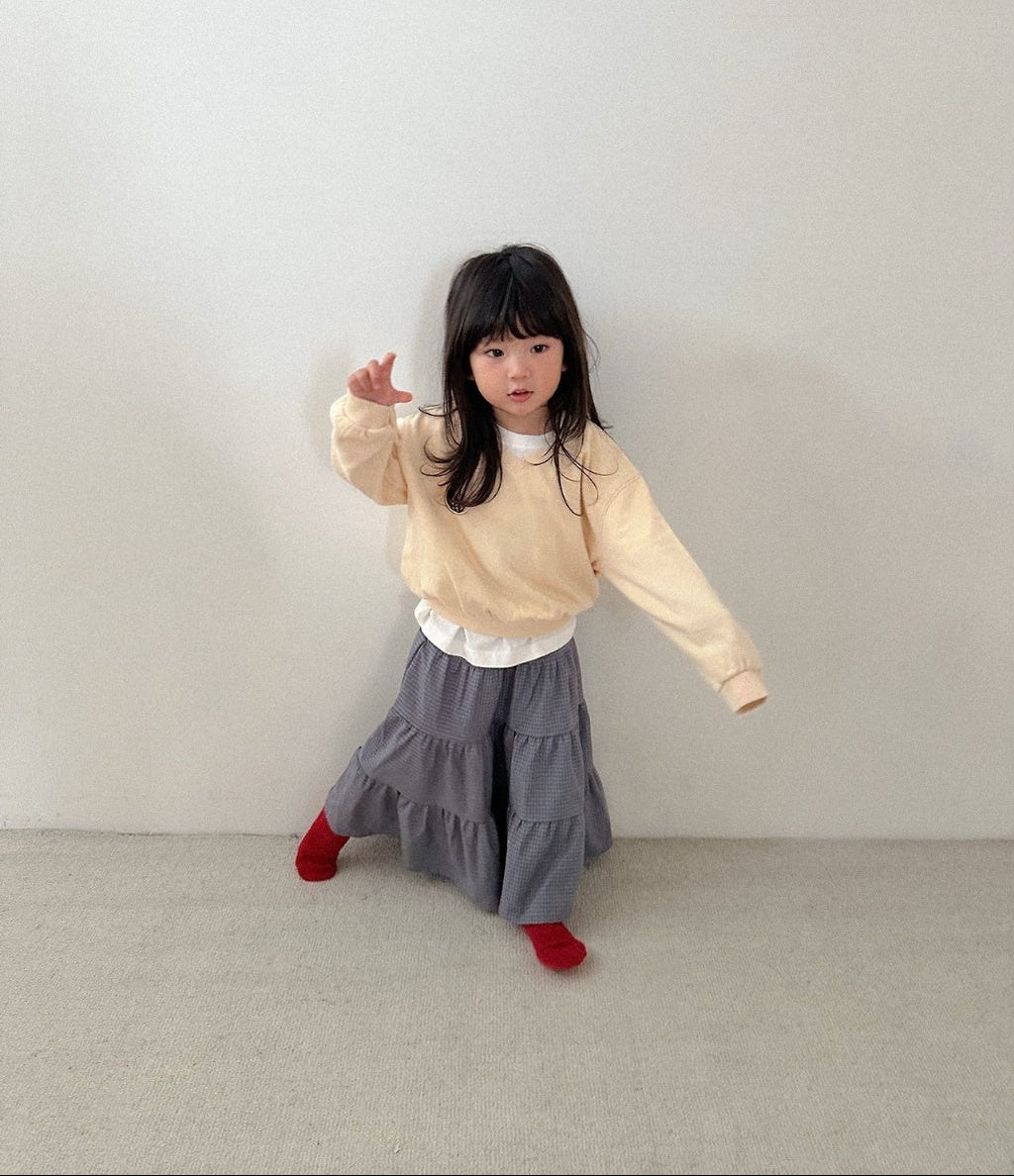 [KIDS] Plaid Tiered Ruffle Maxi Skirt