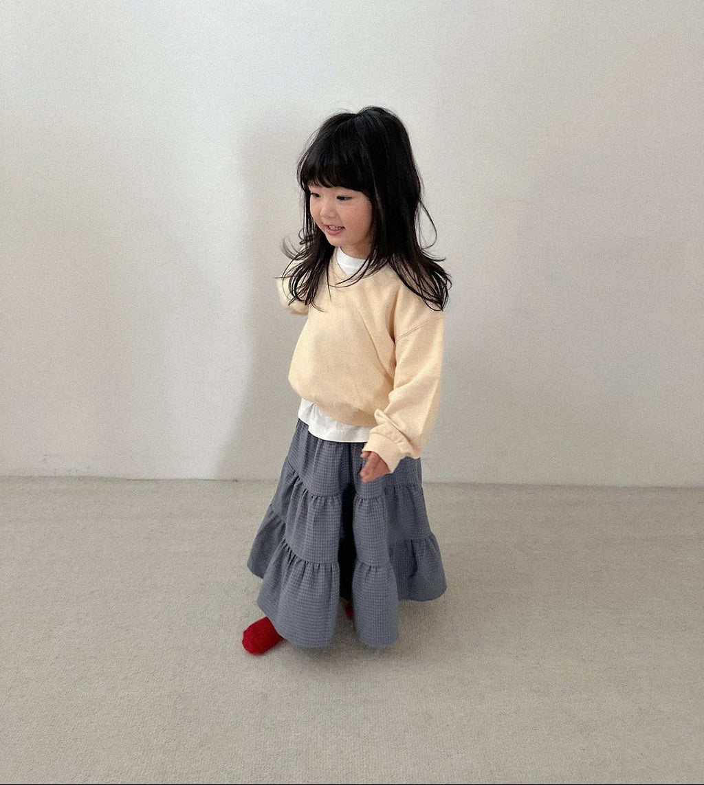 [KIDS] Plaid Tiered Ruffle Maxi Skirt