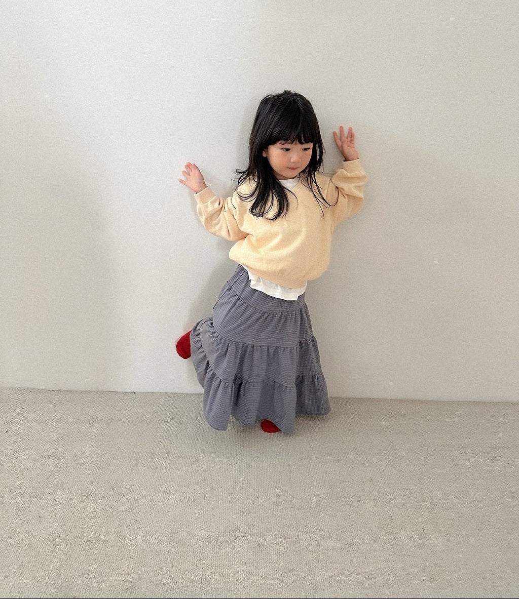 [KIDS] Plaid Tiered Ruffle Maxi Skirt