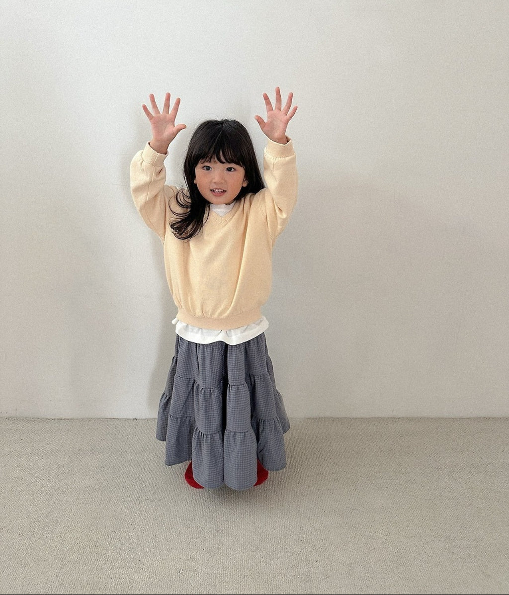 [KIDS] Plaid Tiered Ruffle Maxi Skirt