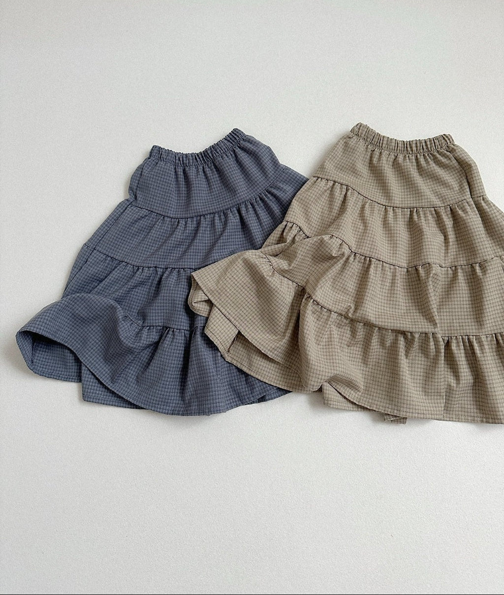 [KIDS] Plaid Tiered Ruffle Maxi Skirt