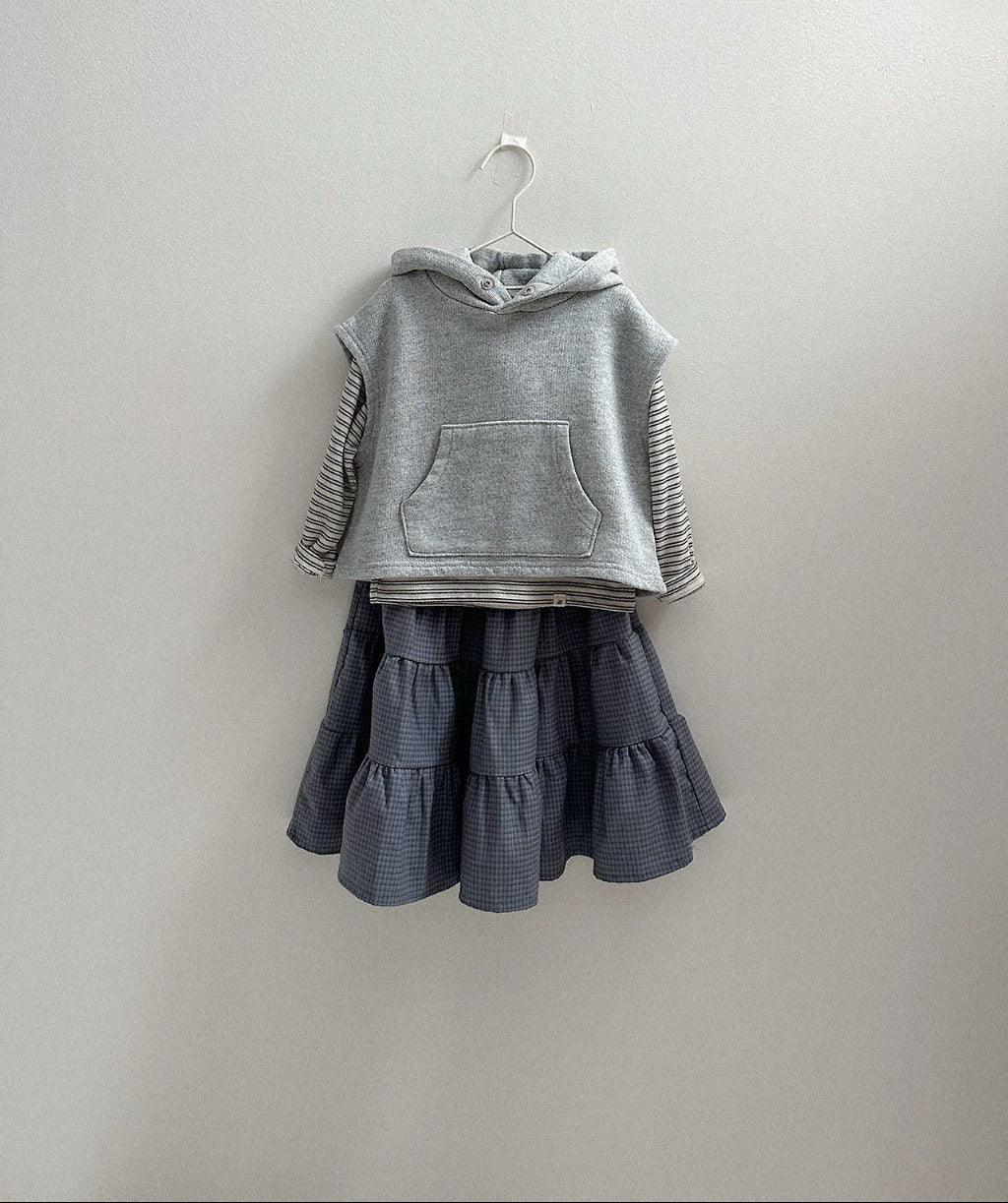 [KIDS] Plaid Tiered Ruffle Maxi Skirt