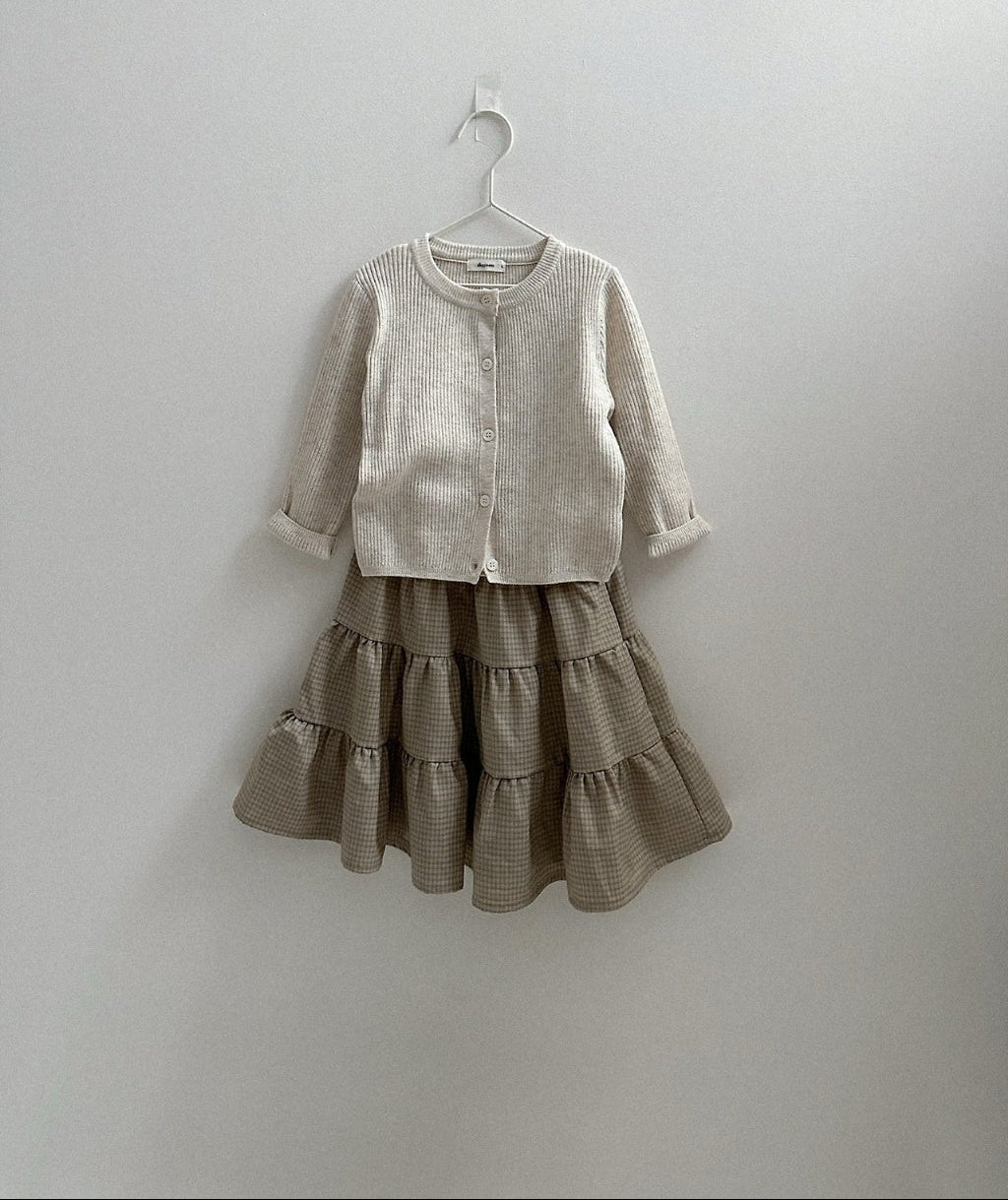 [KIDS] Plaid Tiered Ruffle Maxi Skirt