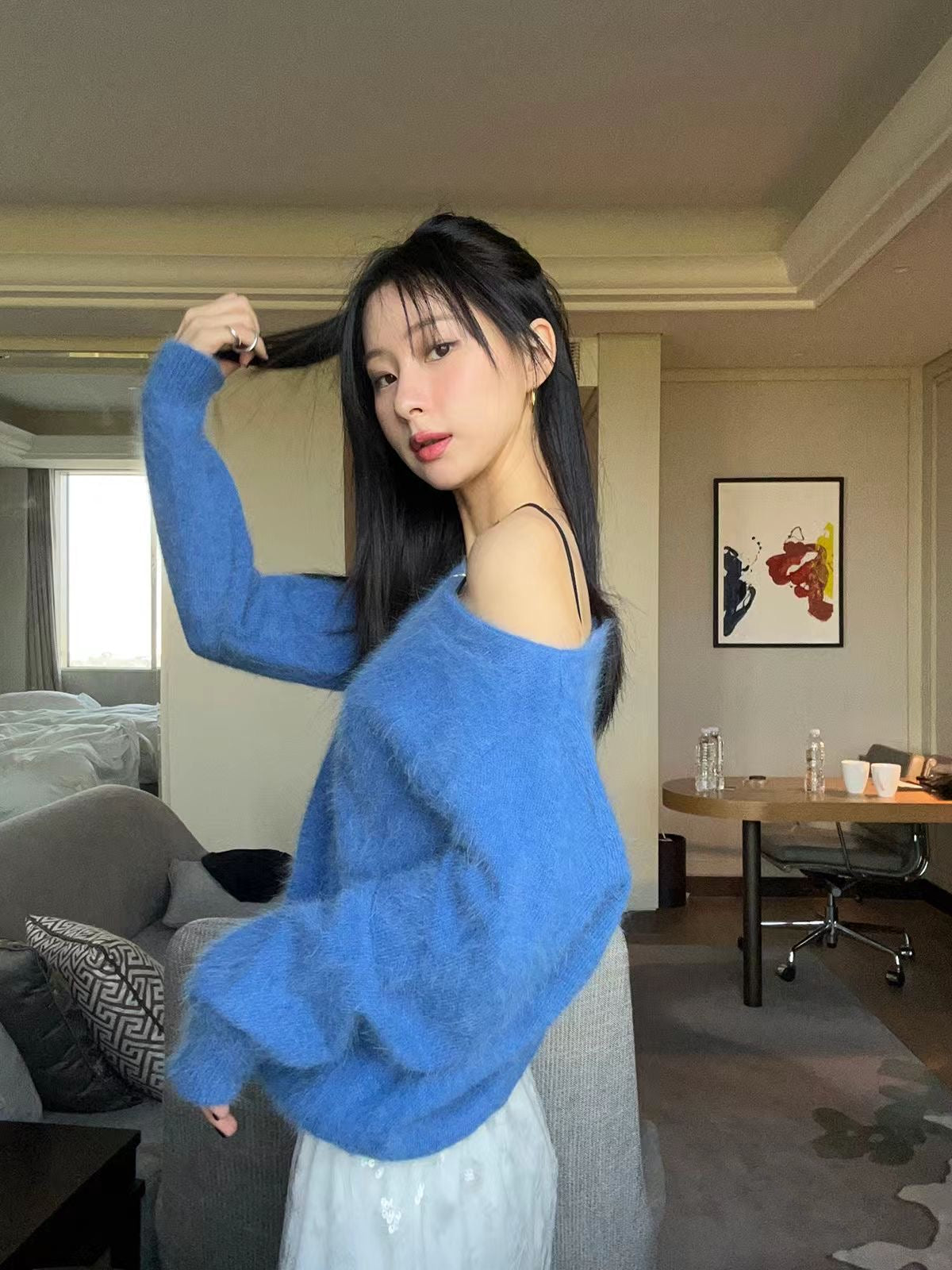 One-Shoulder Wool Knit Sweater