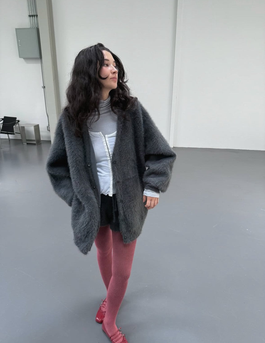 Oversized Fuzzy Knit Cardigan