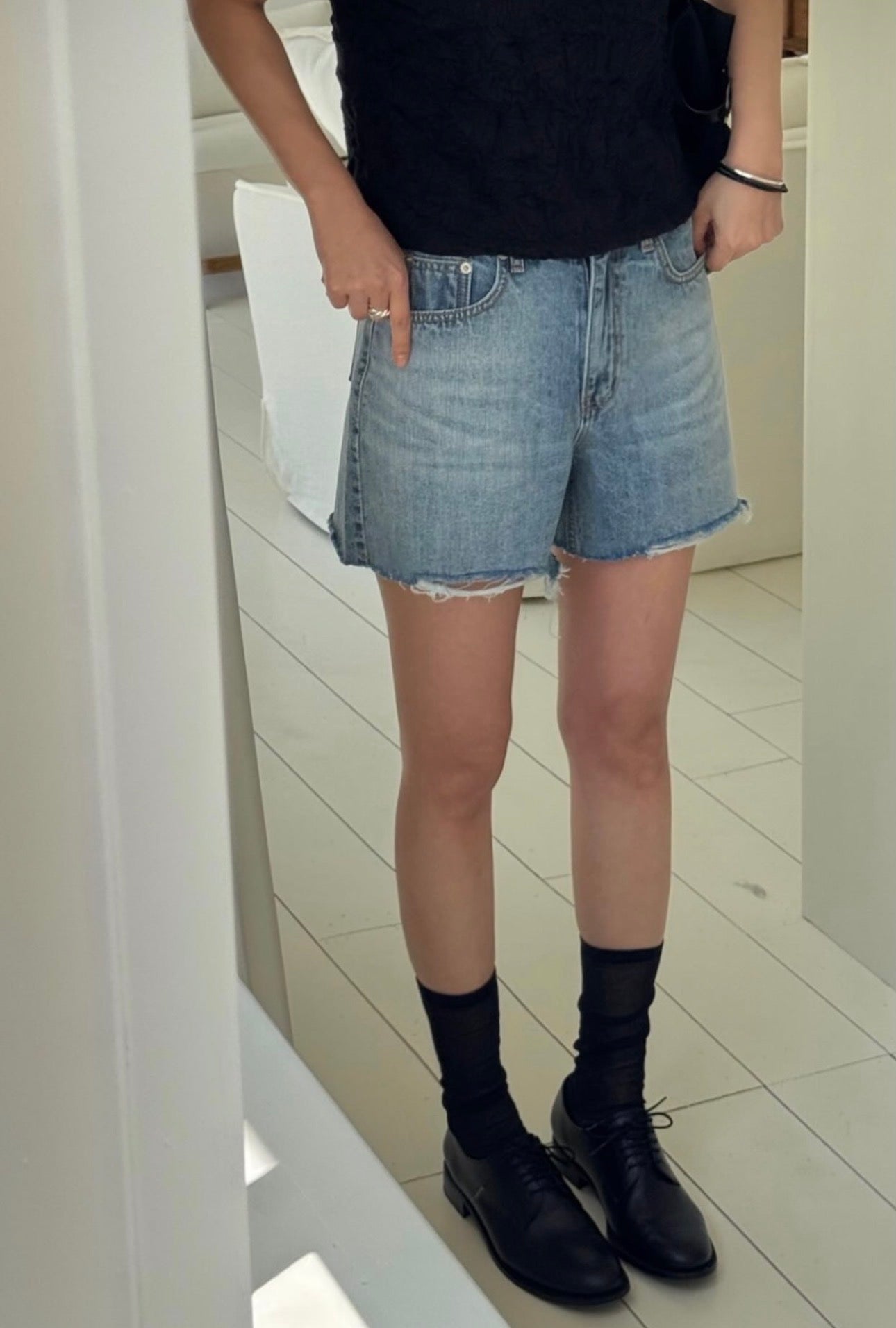 Raw Hem Denim Shorts
