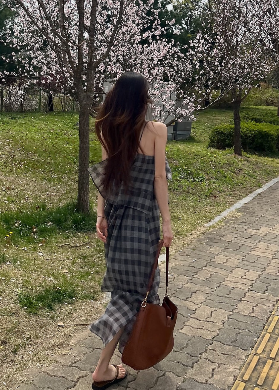 CHECK LONG DRESS