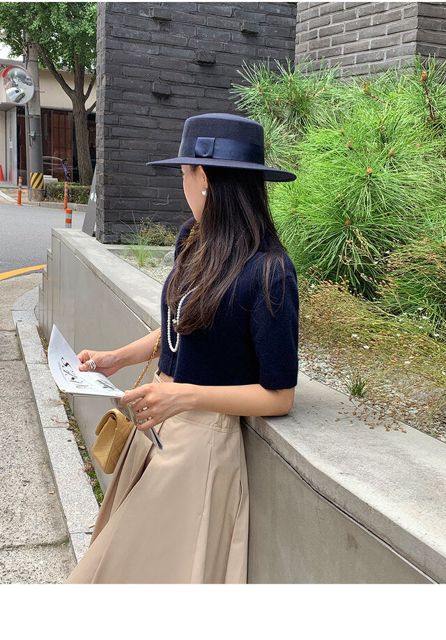 WOOL SHORT SLEEVE CROP TOP