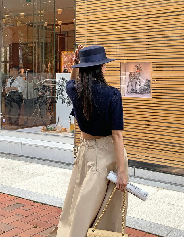 WOOL SHORT SLEEVE CROP TOP