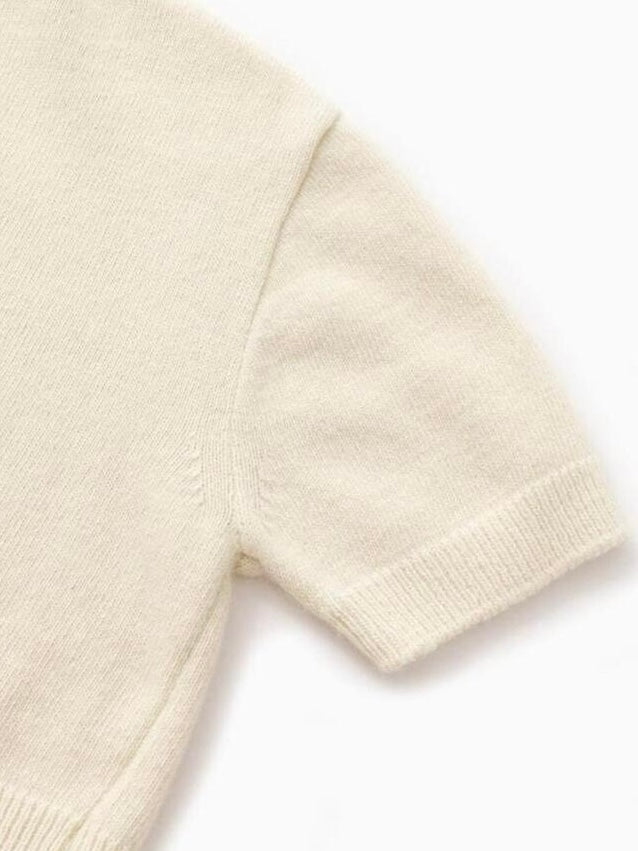 WOOL SHORT SLEEVE CROP TOP