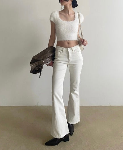MILK FUR KNIT TOP