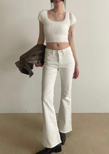 MILK FUR KNIT TOP