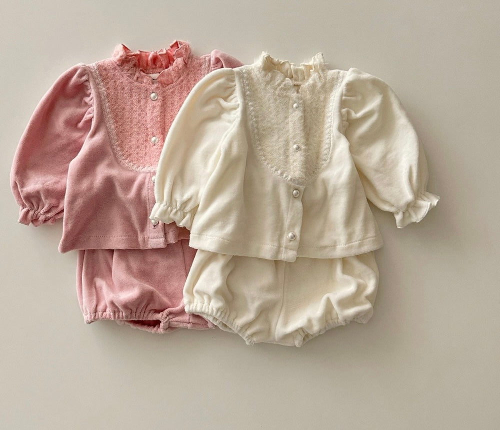 [Baby] Lace Puff-Sleeve Baby Set