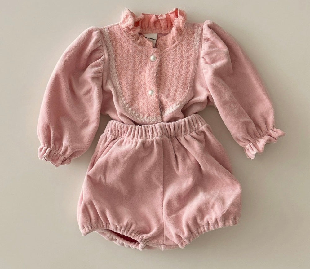 [Baby] Lace Puff-Sleeve Baby Set