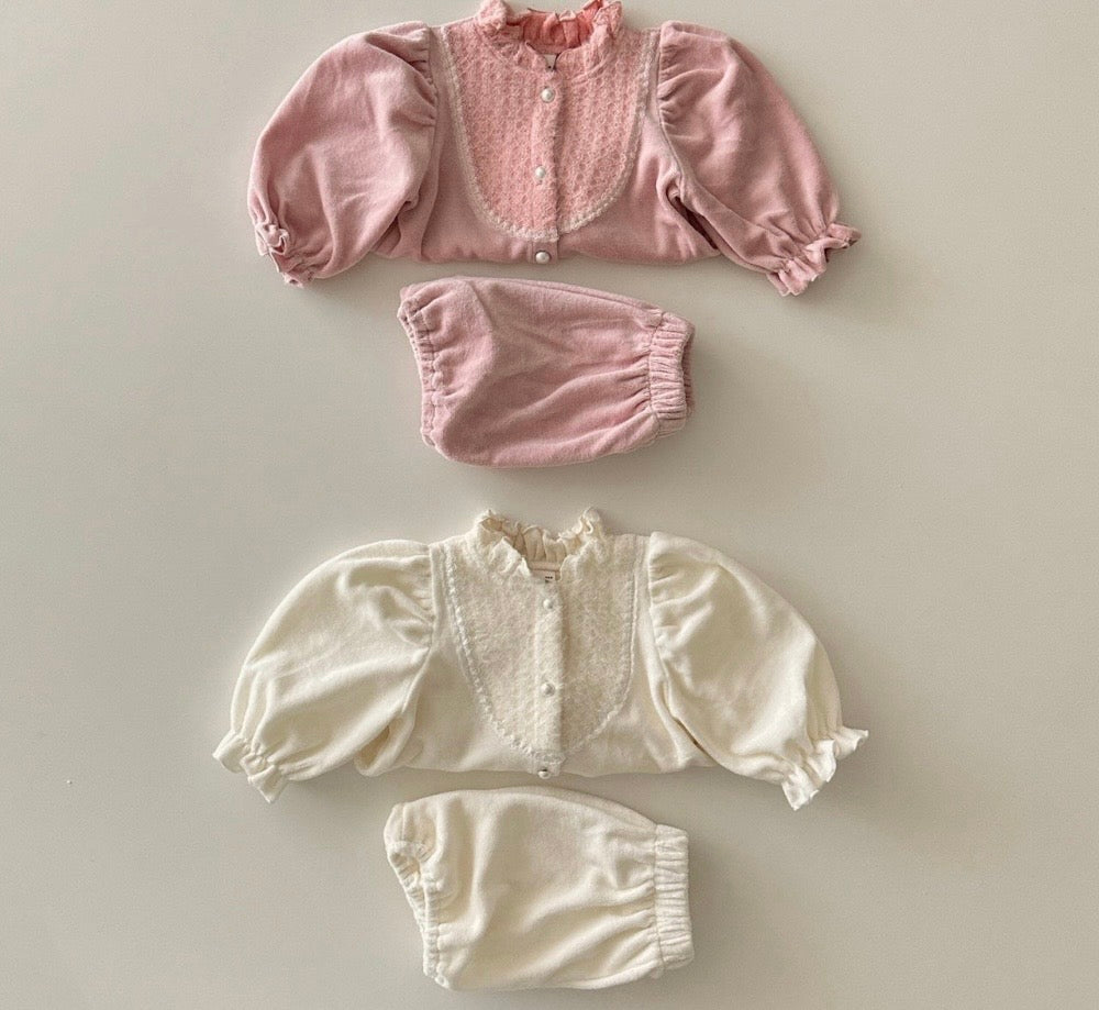 [Baby] Lace Puff-Sleeve Baby Set