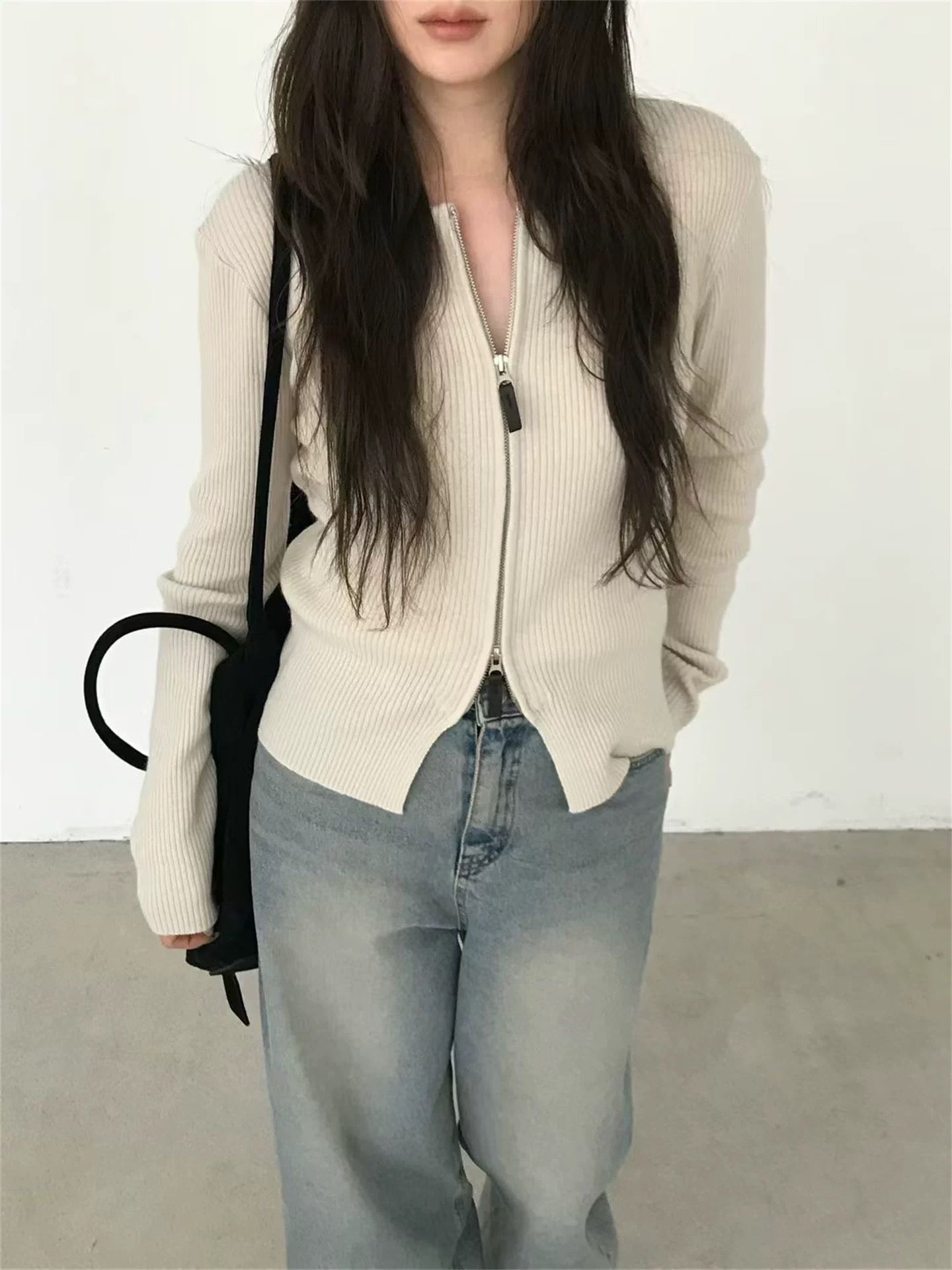 CASHMERE ZIP CARDIGAN