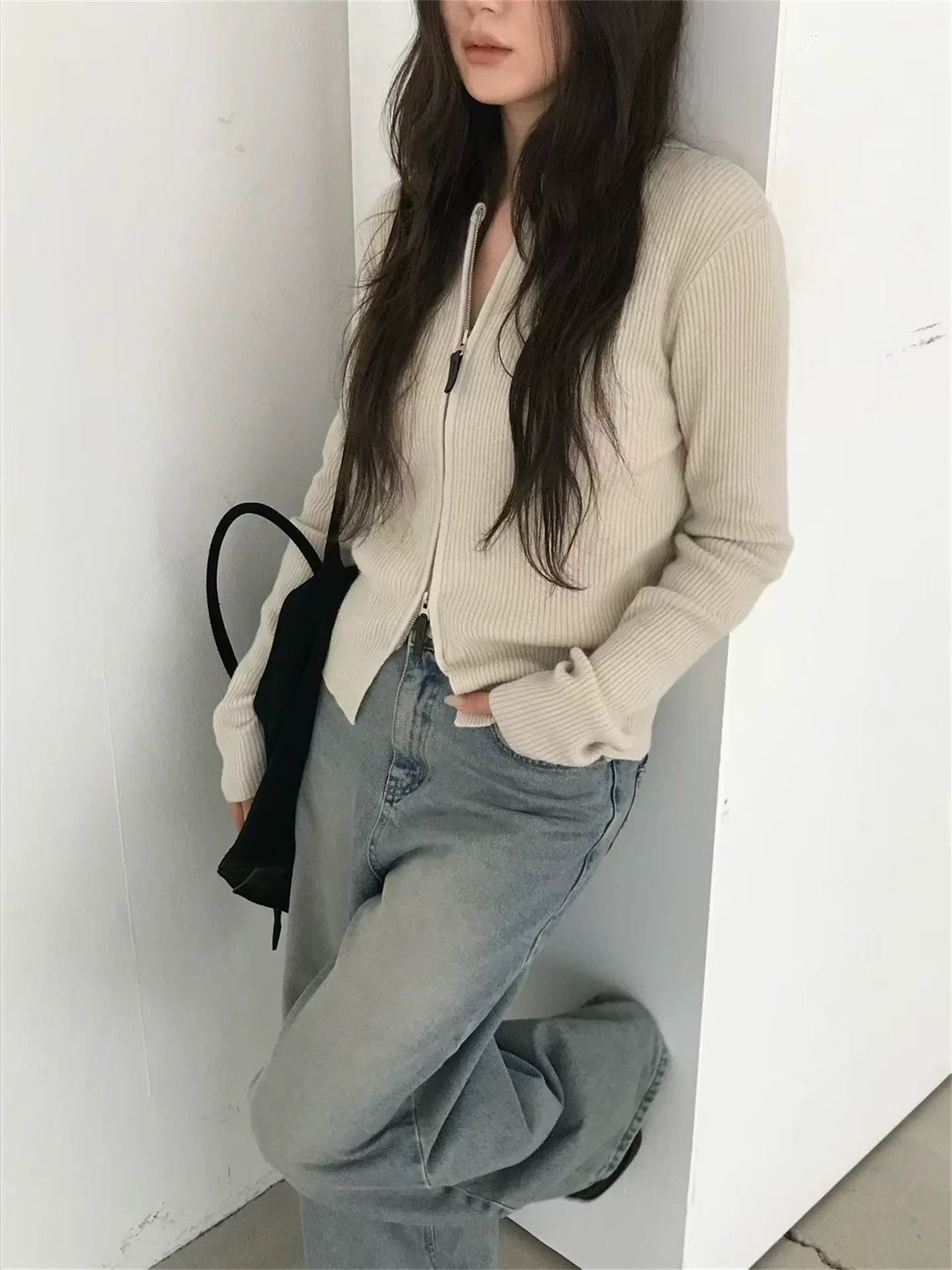 CASHMERE ZIP CARDIGAN