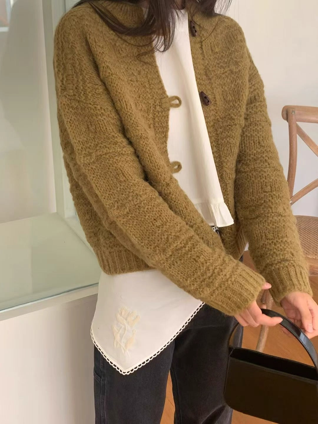Wool Knit Toggle Cardigan