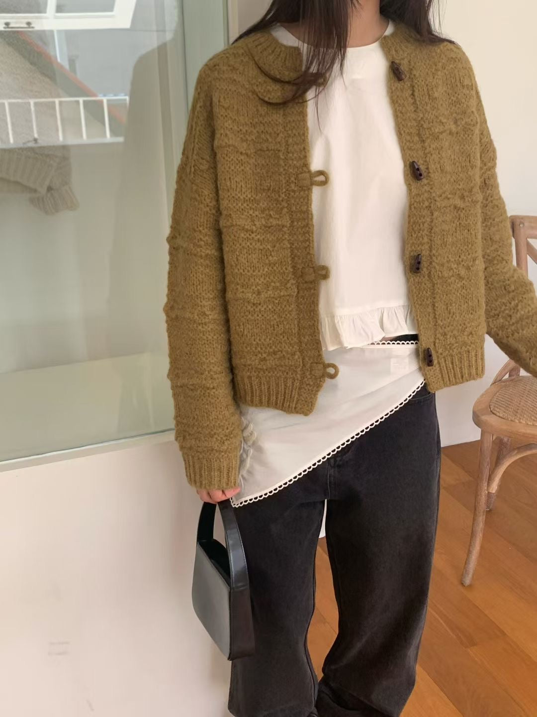 Wool Knit Toggle Cardigan
