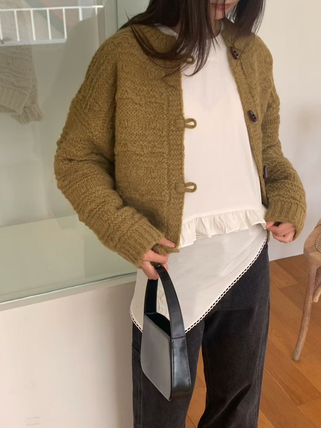 Wool Knit Toggle Cardigan