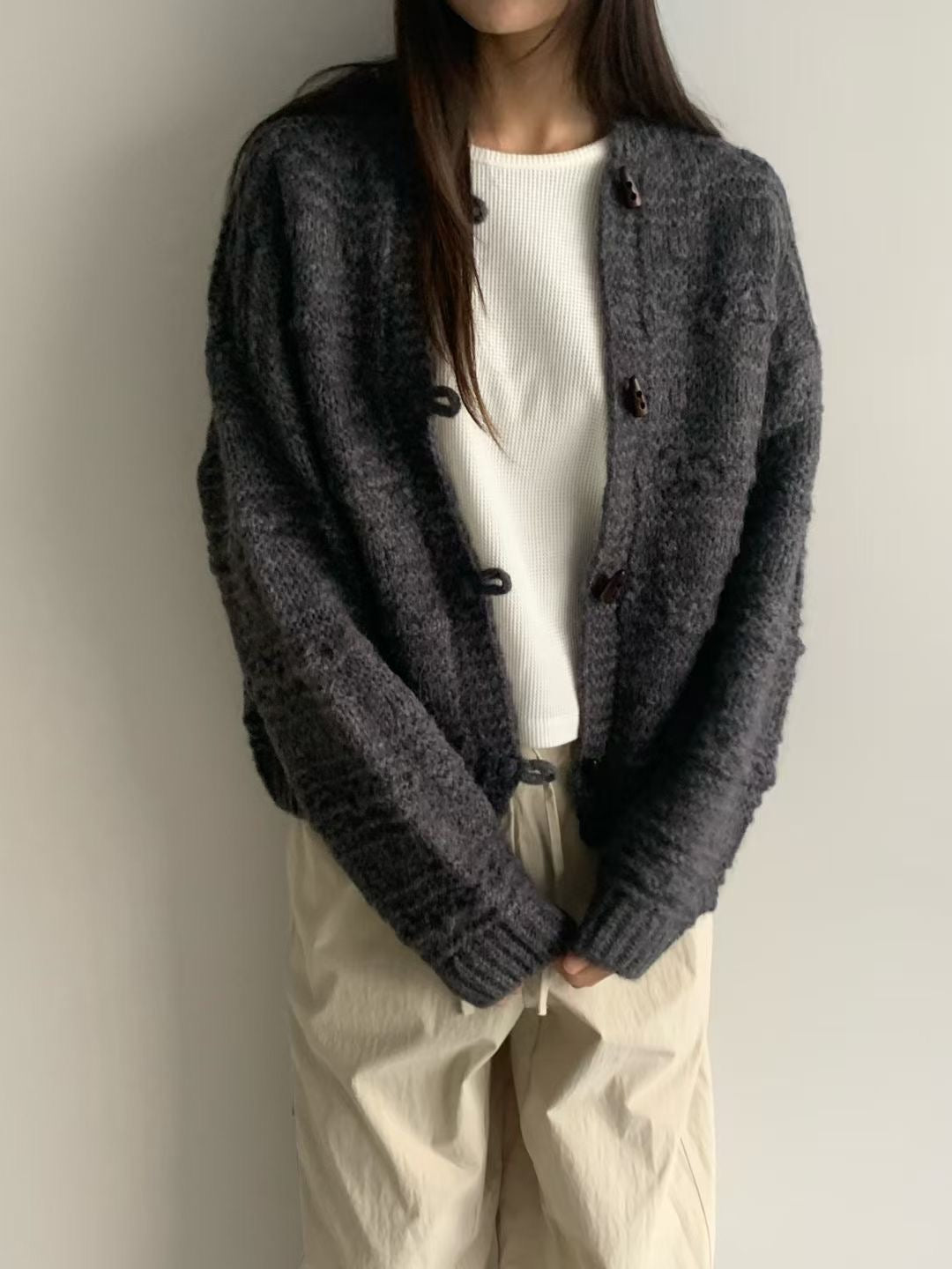 Wool Knit Toggle Cardigan