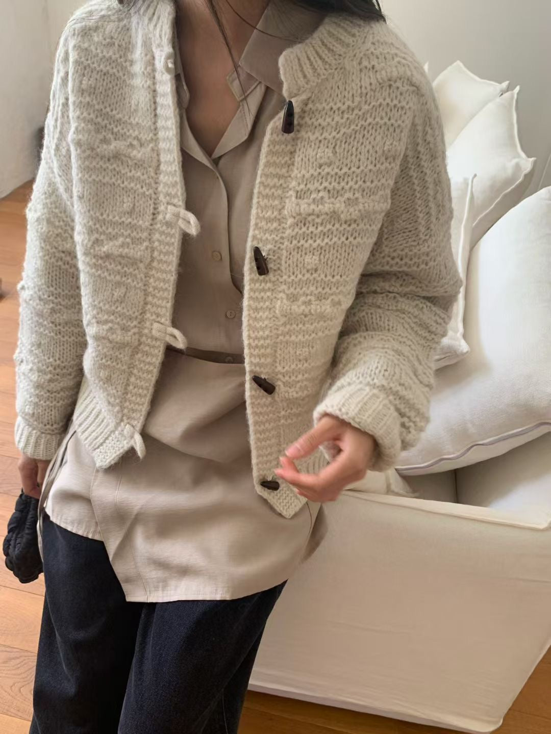 Wool Knit Toggle Cardigan