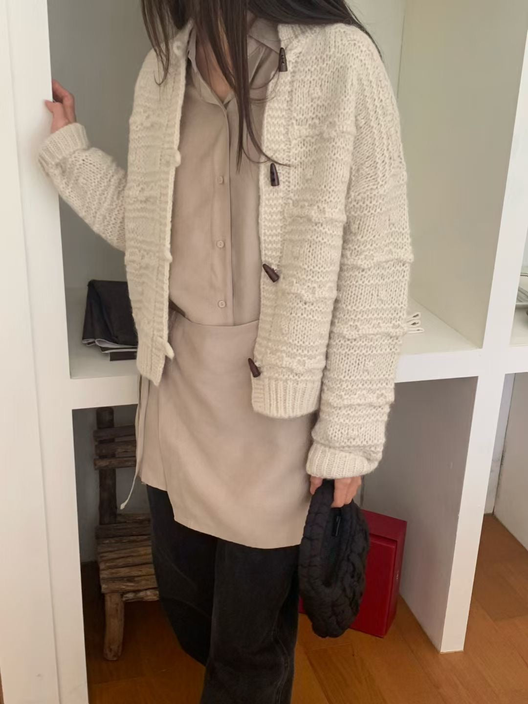 Wool Knit Toggle Cardigan