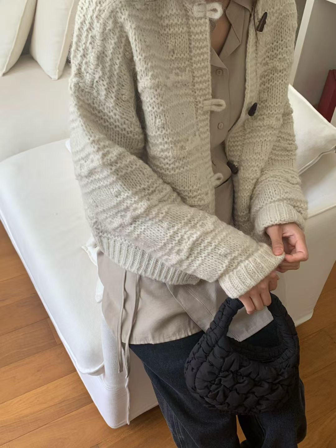 Wool Knit Toggle Cardigan