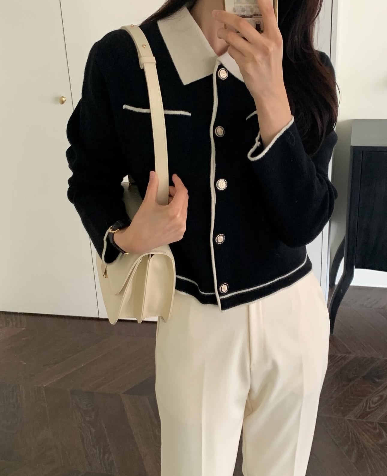 Contrast-trim knit cardigan