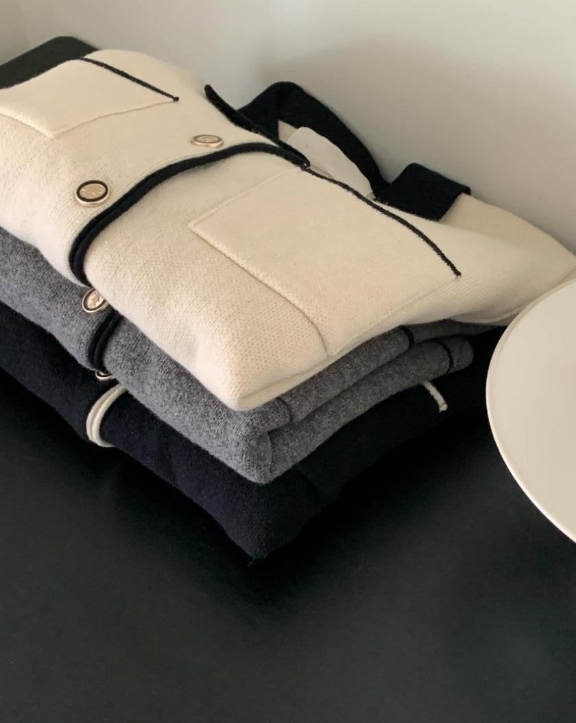 Contrast-trim knit cardigan