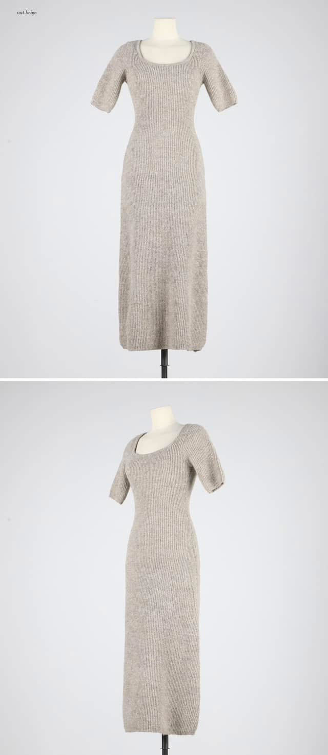 SHORT SLEEVE WOOL DRESS