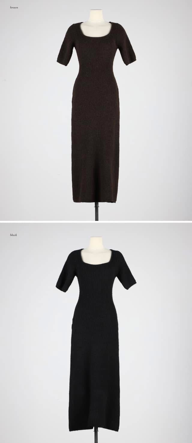 SHORT SLEEVE WOOL DRESS