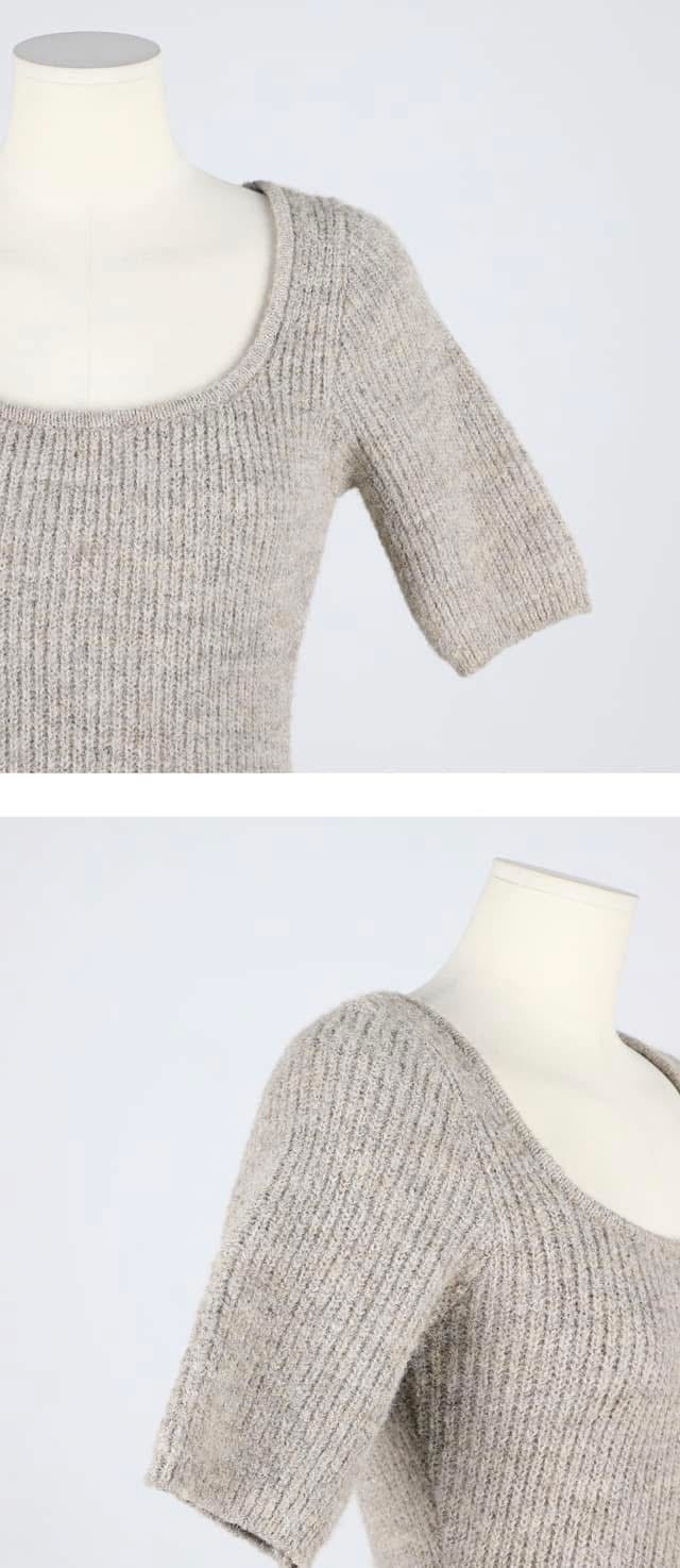 SHORT SLEEVE WOOL DRESS