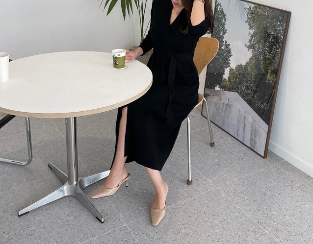 Belted Knit Wrap Dress