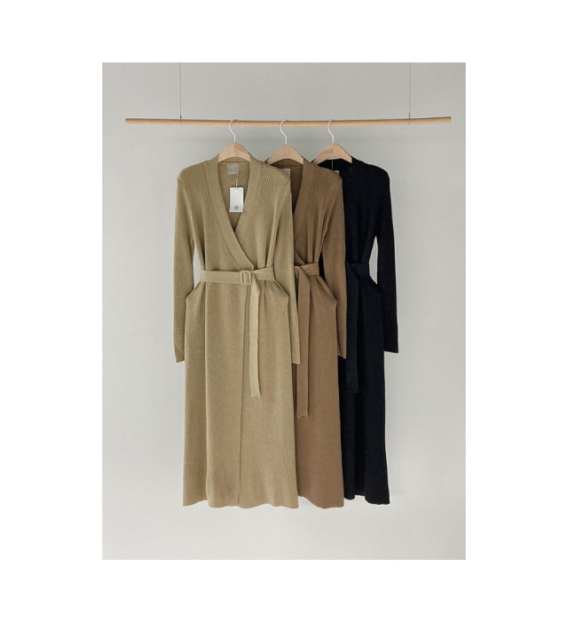 Belted Knit Wrap Dress