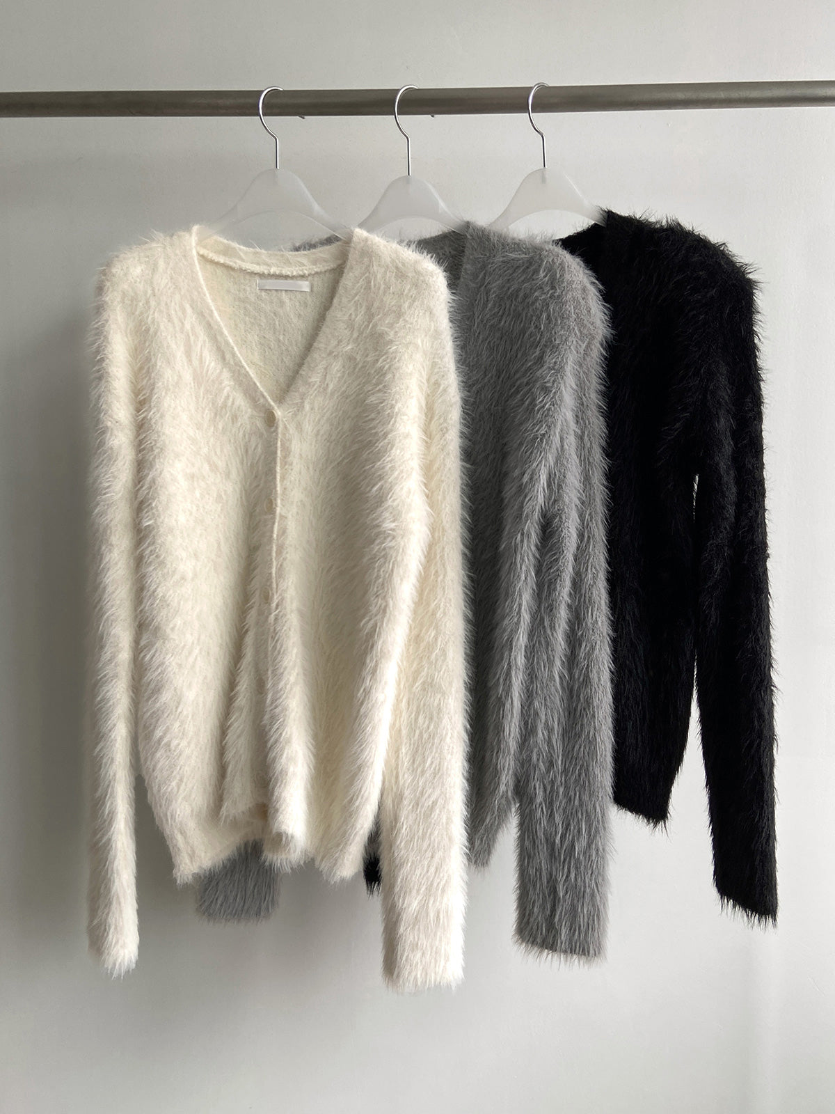 Fuzzy v-neck cardigan