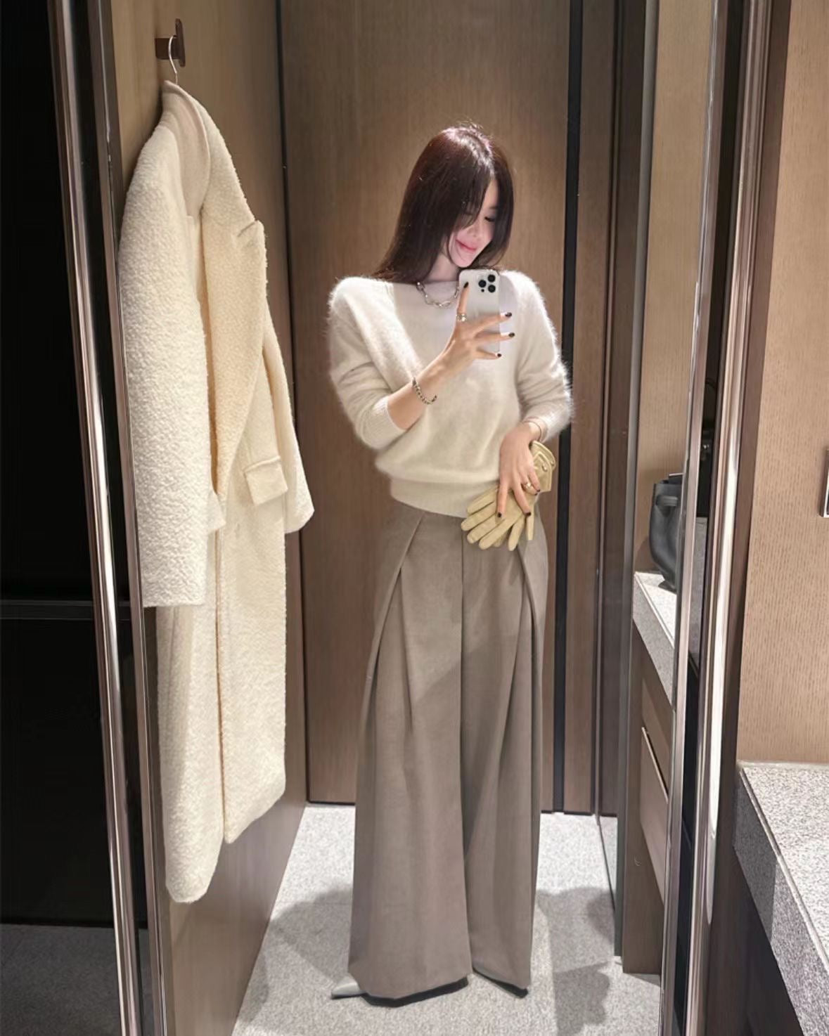 One-Shoulder Wool Knit Sweater